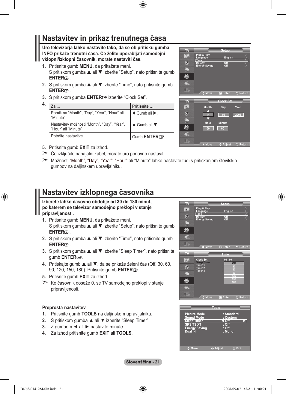 Nastavitev in prikaz trenutnega časa, Nastavitev izklopnega časovnika, Enter | Samsung LE22A656A1D User Manual | Page 374 / 403