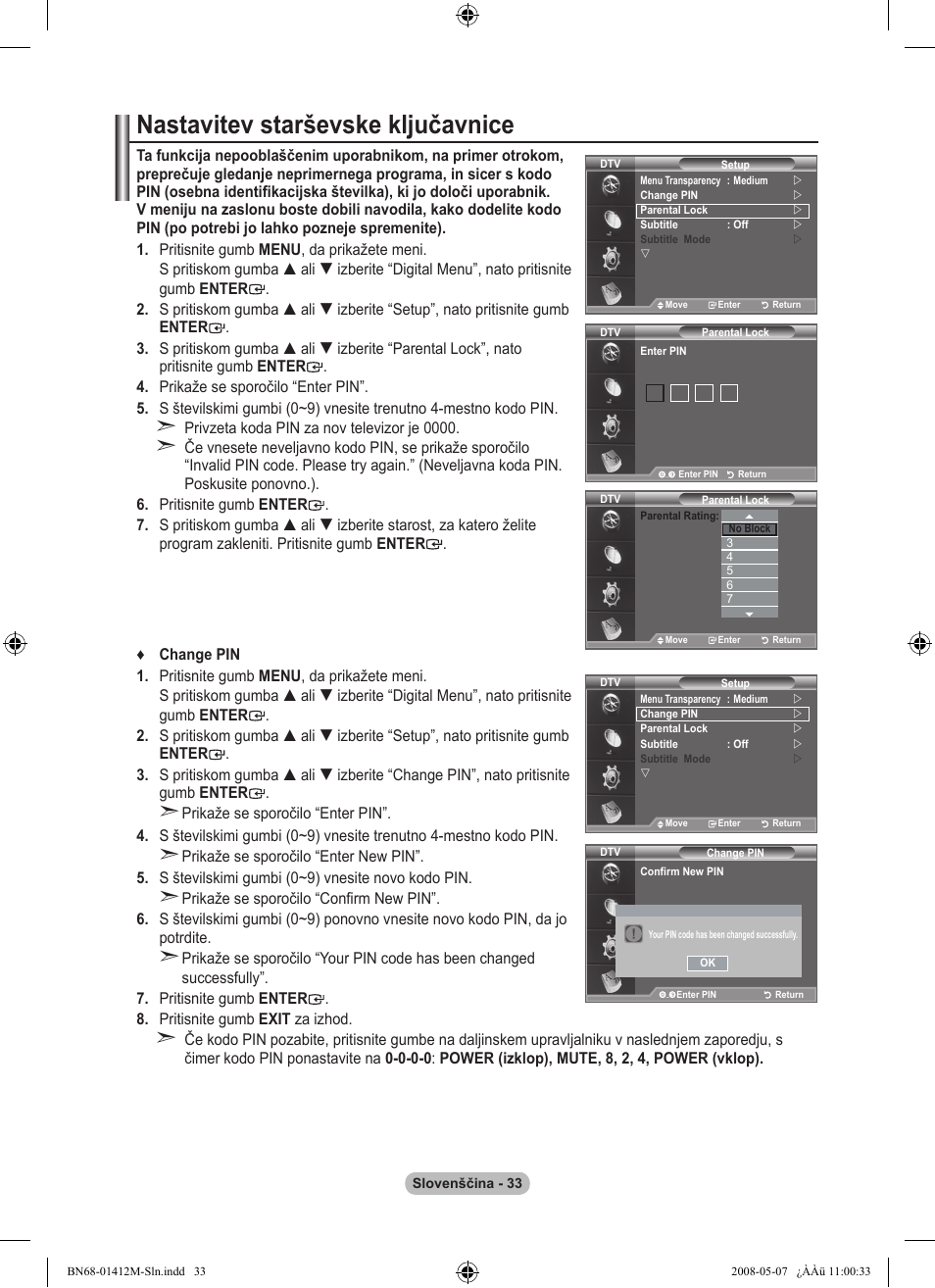 Nastavitev starševske ključavnice | Samsung LE22A656A1D User Manual | Page 386 / 403