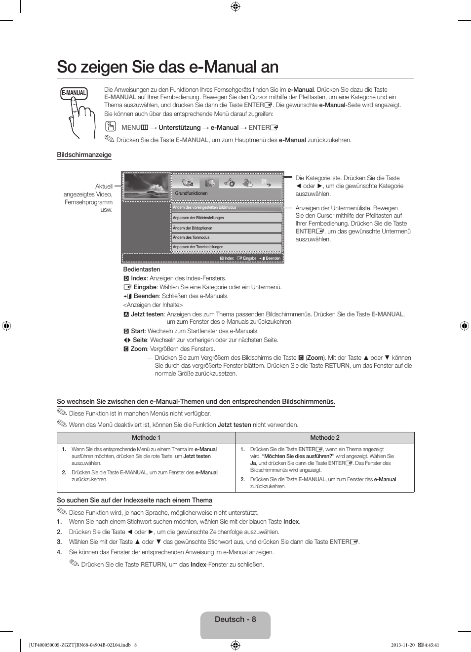 So zeigen sie das e-manual an | Samsung UE19F4000AW User Manual | Page 24 / 67