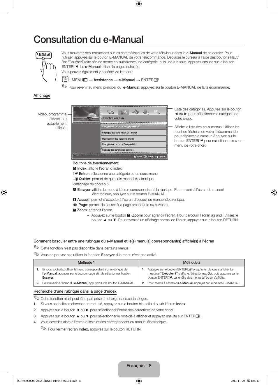 Consultation du e-manual | Samsung UE19F4000AW User Manual | Page 40 / 67