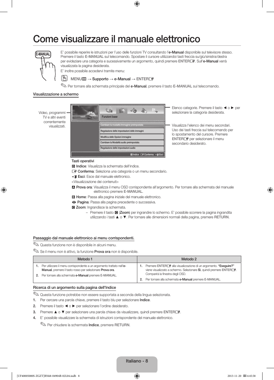 Come visualizzare il manuale elettronico | Samsung UE19F4000AW User Manual | Page 56 / 67