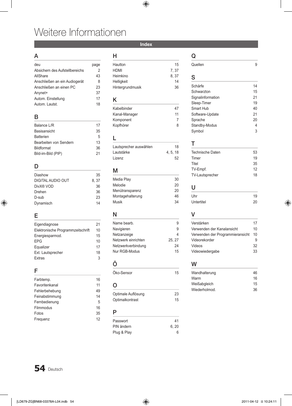 Weitere informationen | Samsung LE46D679M3S User Manual | Page 108 / 217