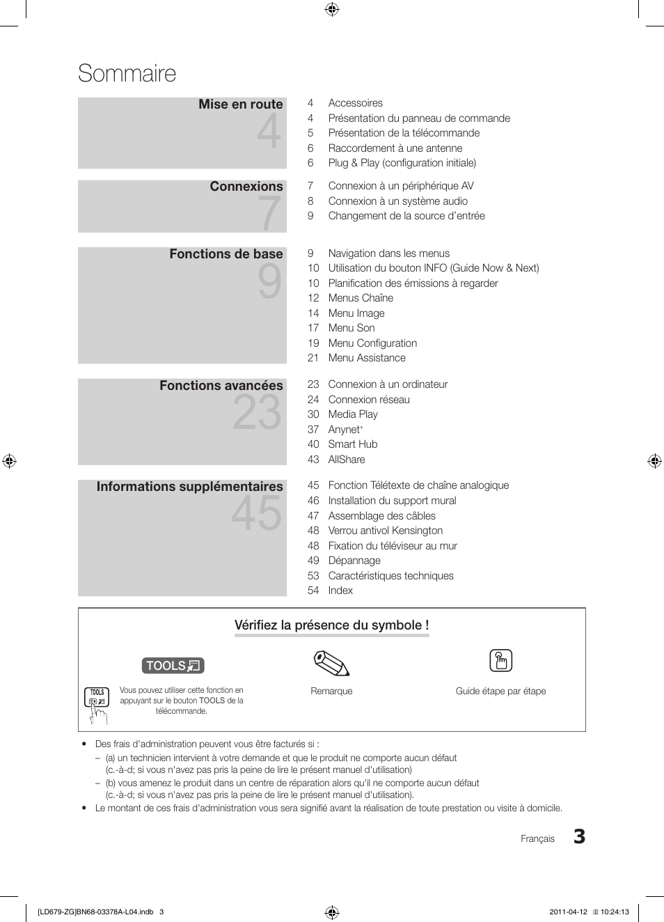 Sommaire | Samsung LE46D679M3S User Manual | Page 111 / 217