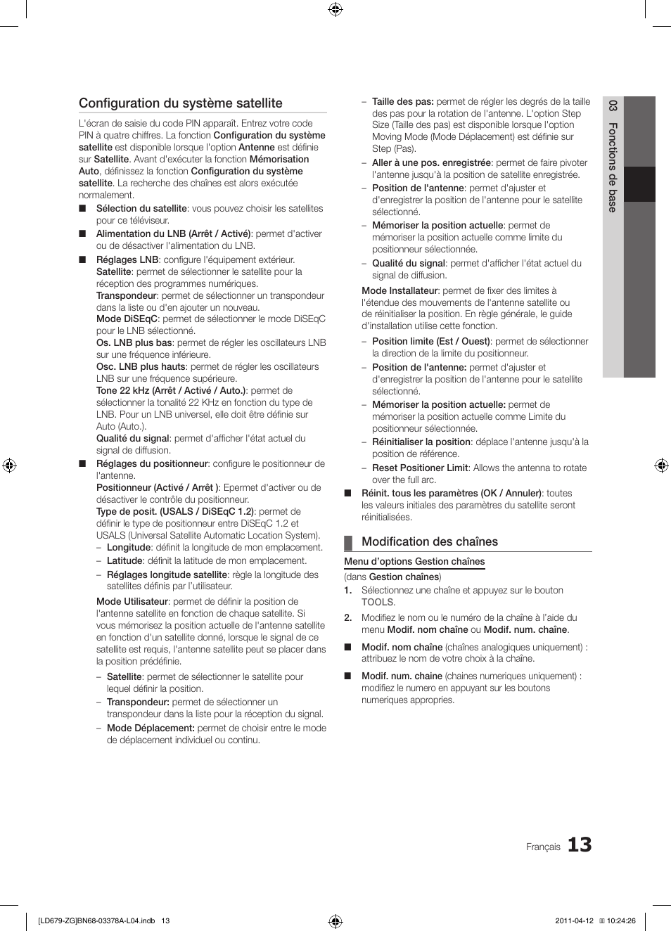 Configuration du système satellite | Samsung LE46D679M3S User Manual | Page 121 / 217