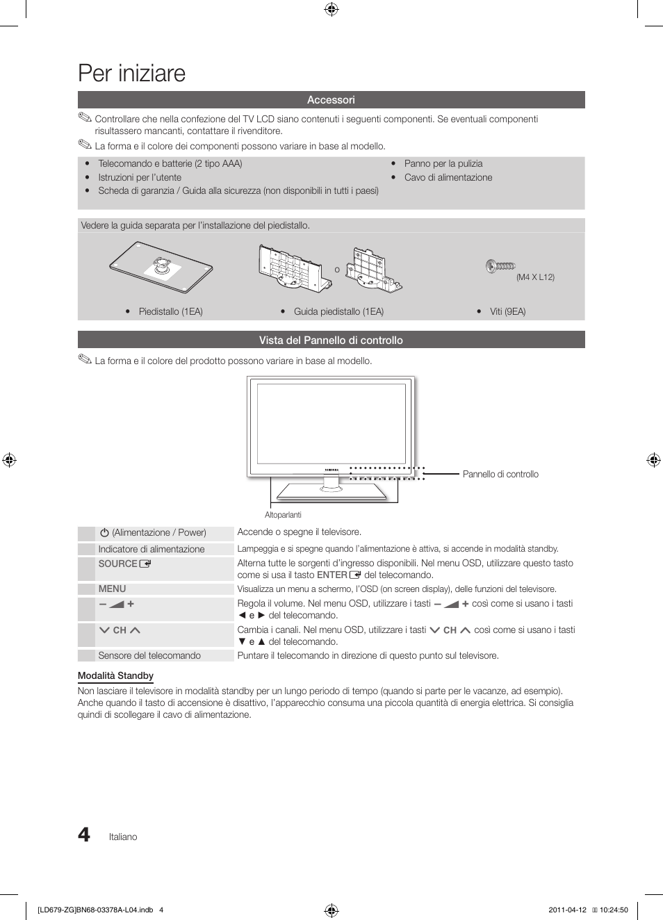 Per iniziare | Samsung LE46D679M3S User Manual | Page 166 / 217