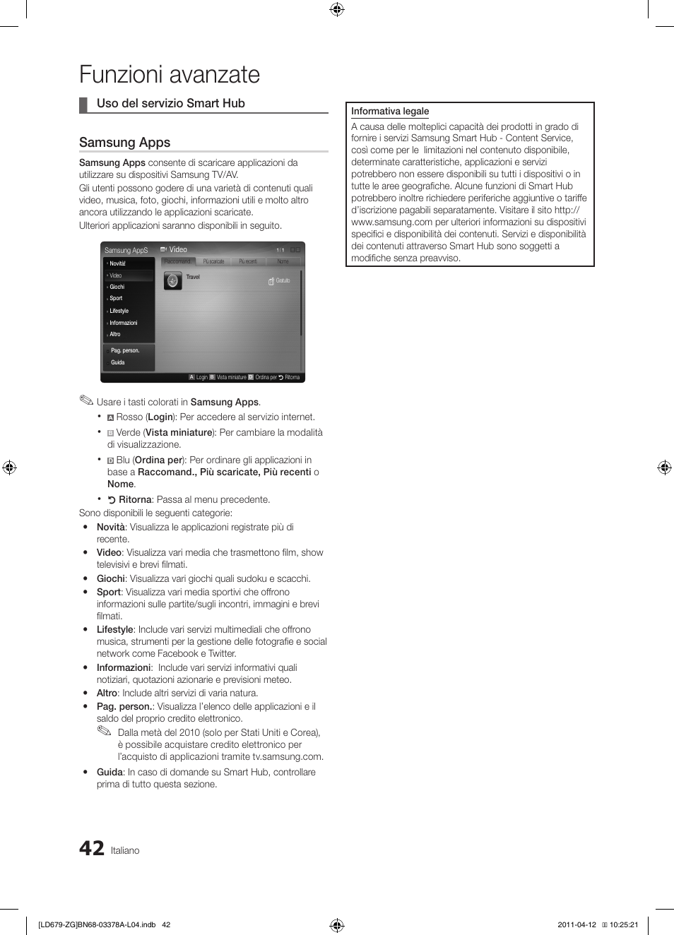 Funzioni avanzate, Samsung apps | Samsung LE46D679M3S User Manual | Page 204 / 217