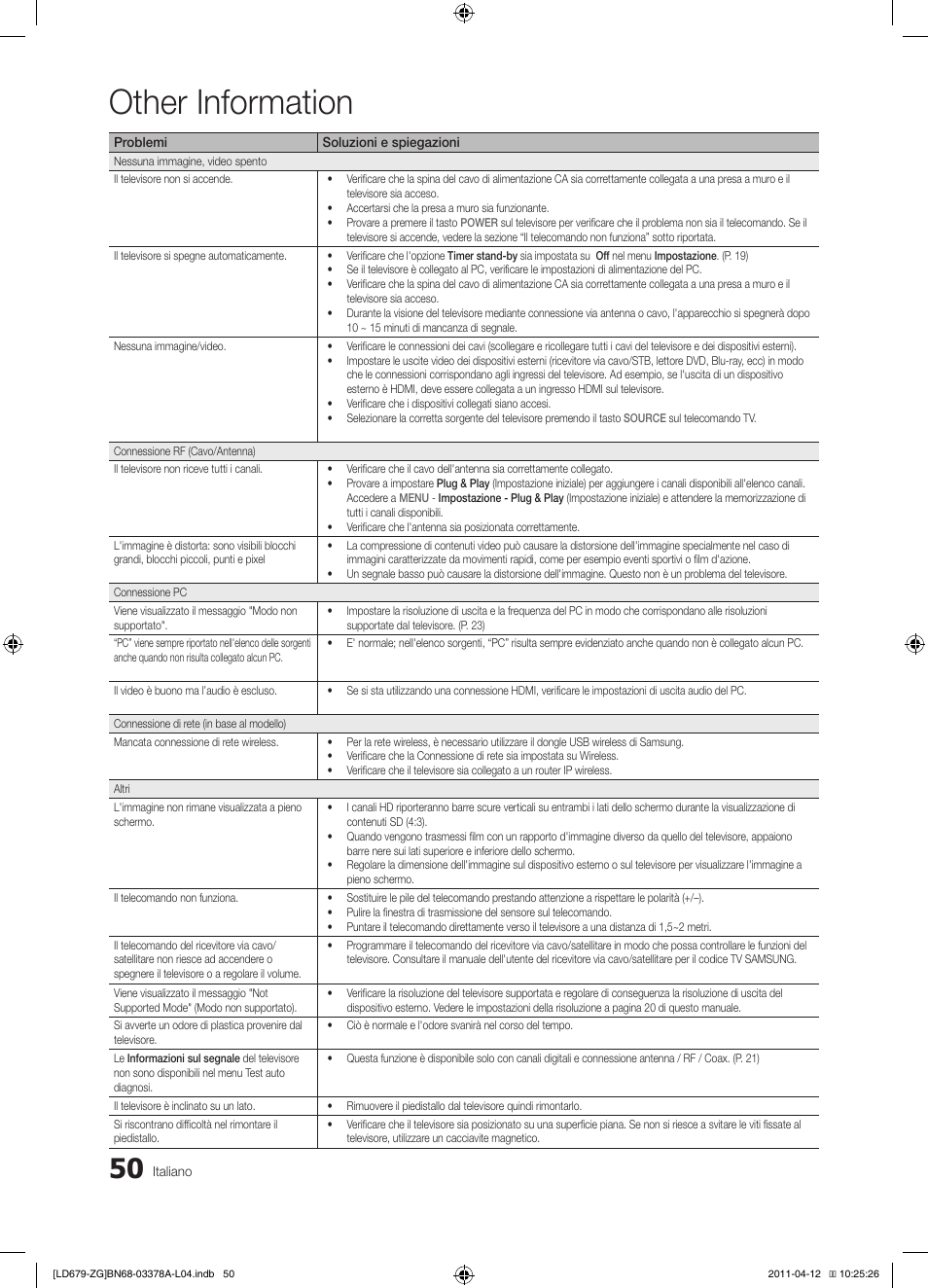 Other information | Samsung LE46D679M3S User Manual | Page 212 / 217