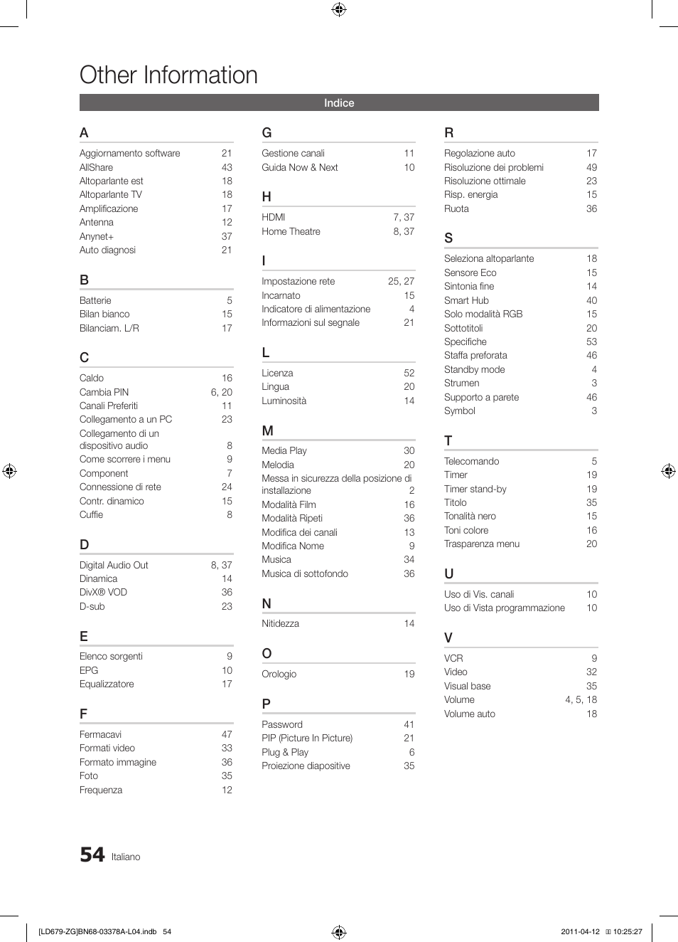 Other information | Samsung LE46D679M3S User Manual | Page 216 / 217