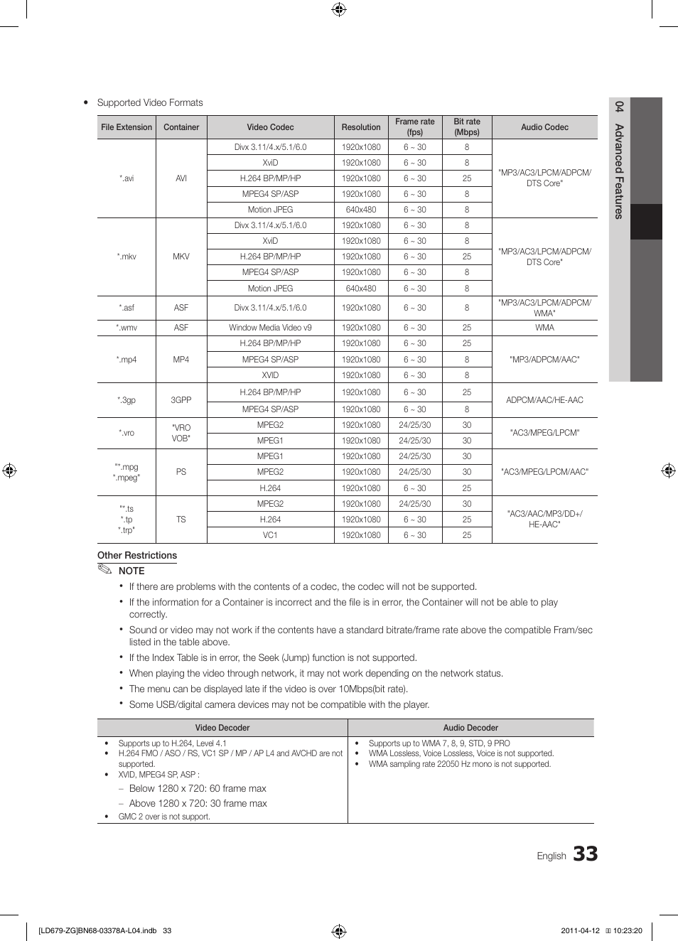 Samsung LE46D679M3S User Manual | Page 33 / 217