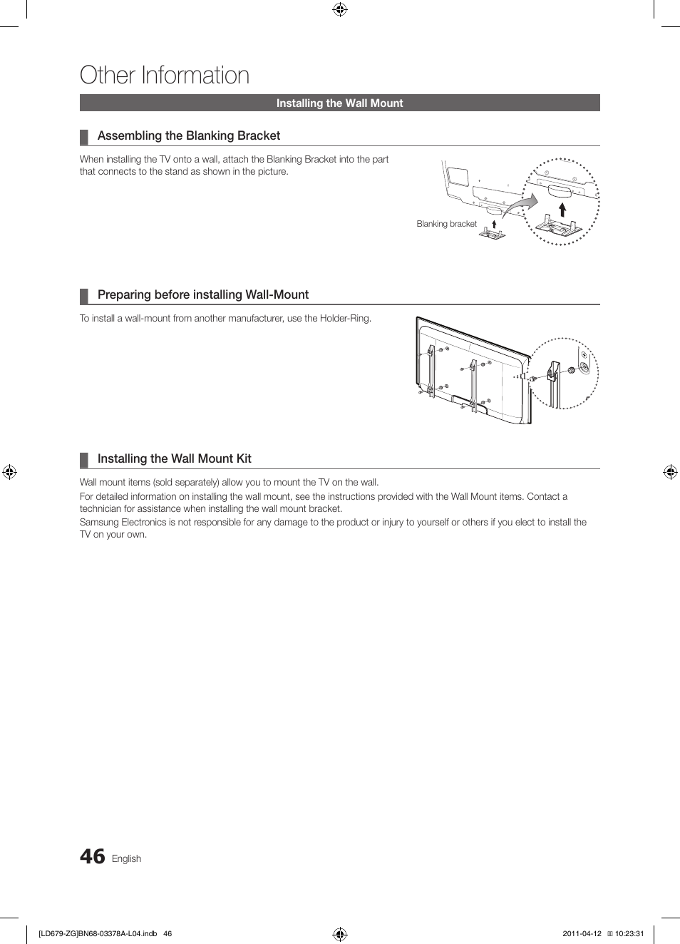Other information | Samsung LE46D679M3S User Manual | Page 46 / 217