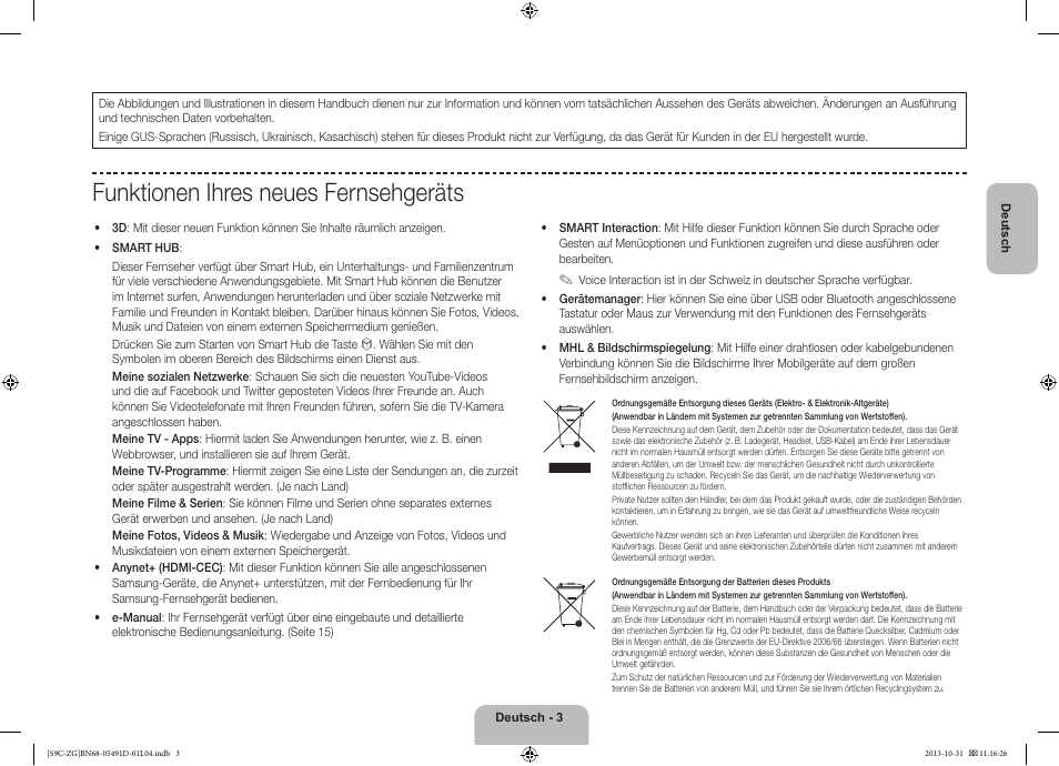 Funktionen ihres neues fernsehgeräts | Samsung KE55S9CSL User Manual | Page 27 / 97