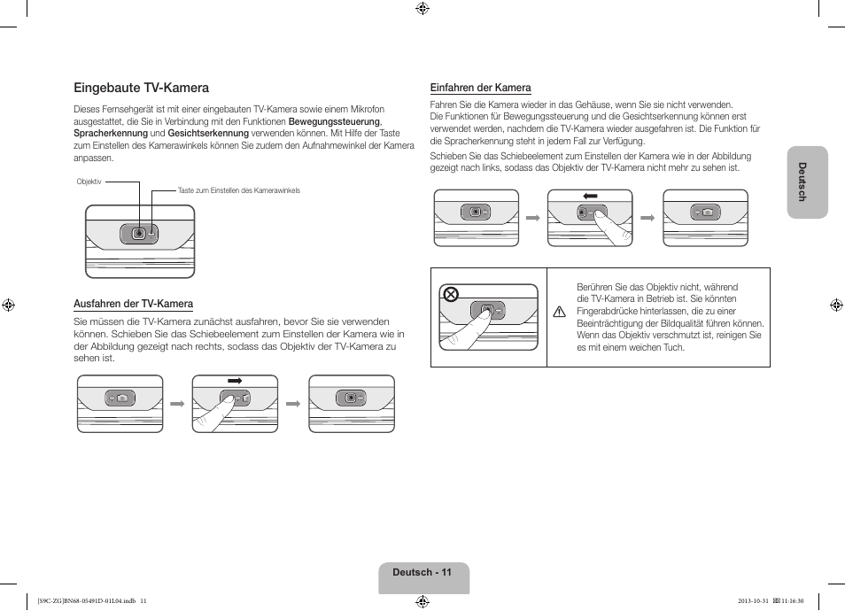 Eingebaute tv-kamera | Samsung KE55S9CSL User Manual | Page 35 / 97