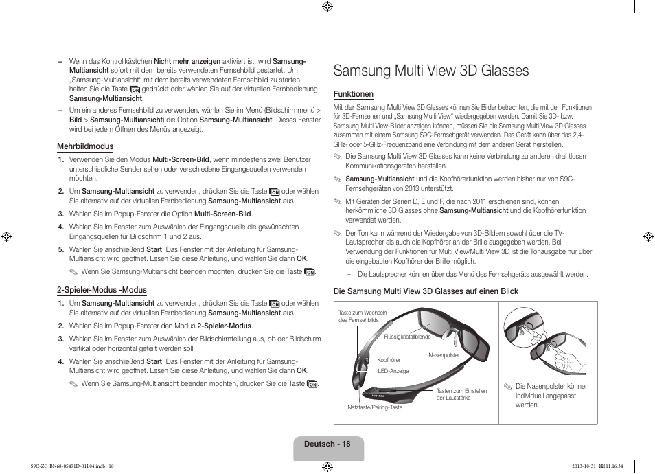 Samsung multi view 3d glasses | Samsung KE55S9CSL User Manual | Page 42 / 97