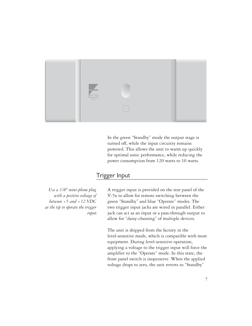 Trigger input | Ayre Acoustics V-5x User Manual | Page 9 / 20