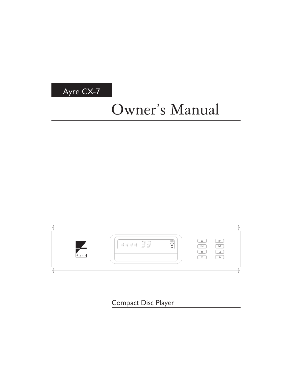 Ayre Acoustics CX-7 User Manual | 20 pages