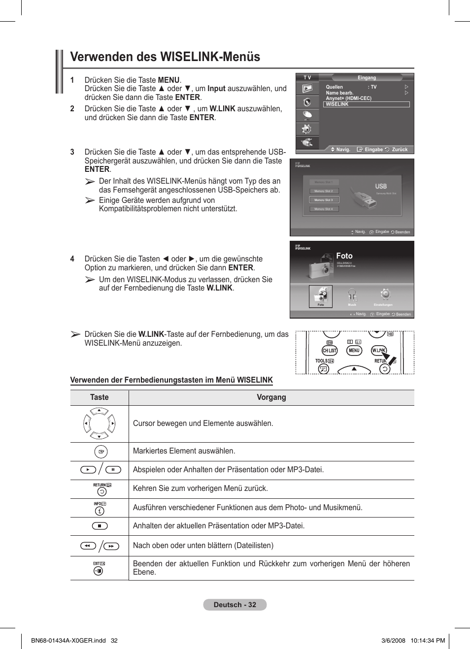 Verwenden des wiselink-menüs | Samsung PS50A551S3R User Manual | Page 133 / 601