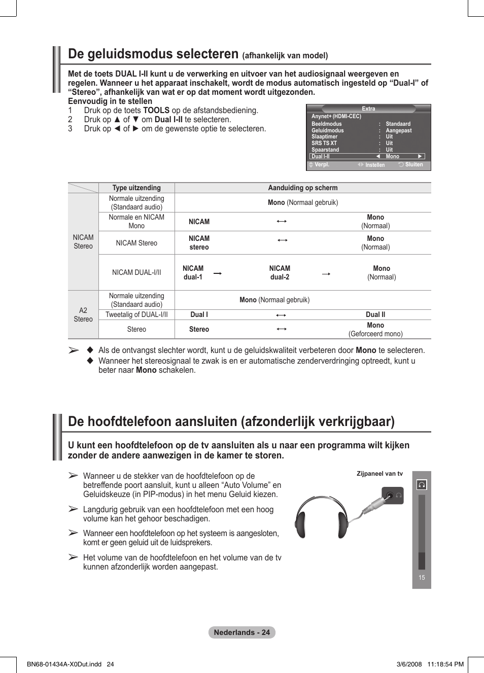 De geluidsmodus selecteren | Samsung PS50A551S3R User Manual | Page 175 / 601