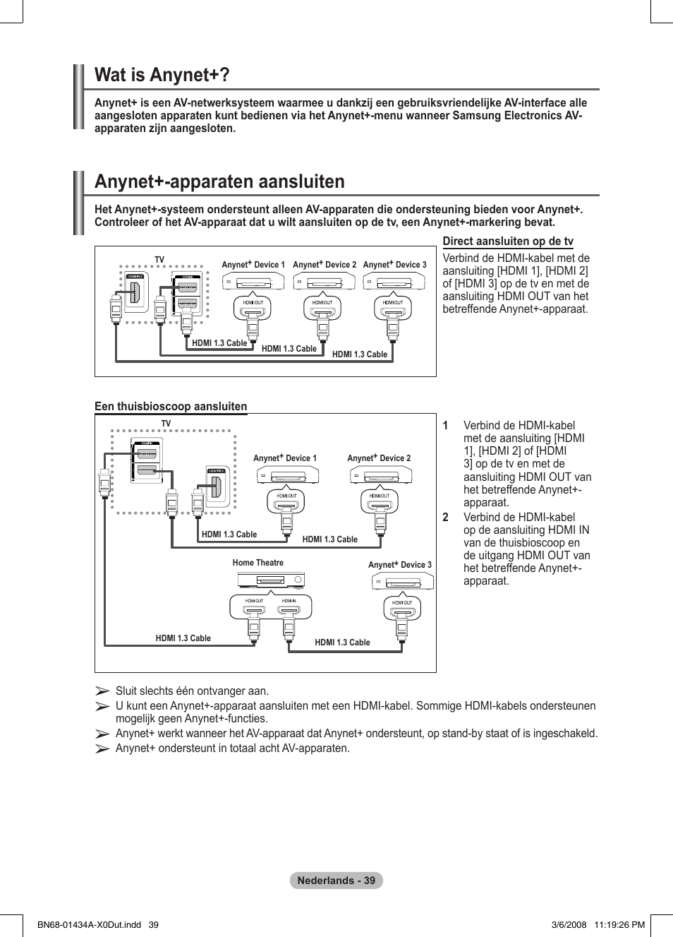 Anynet+-apparaten aansluiten, Wat is anynet | Samsung PS50A551S3R User Manual | Page 190 / 601