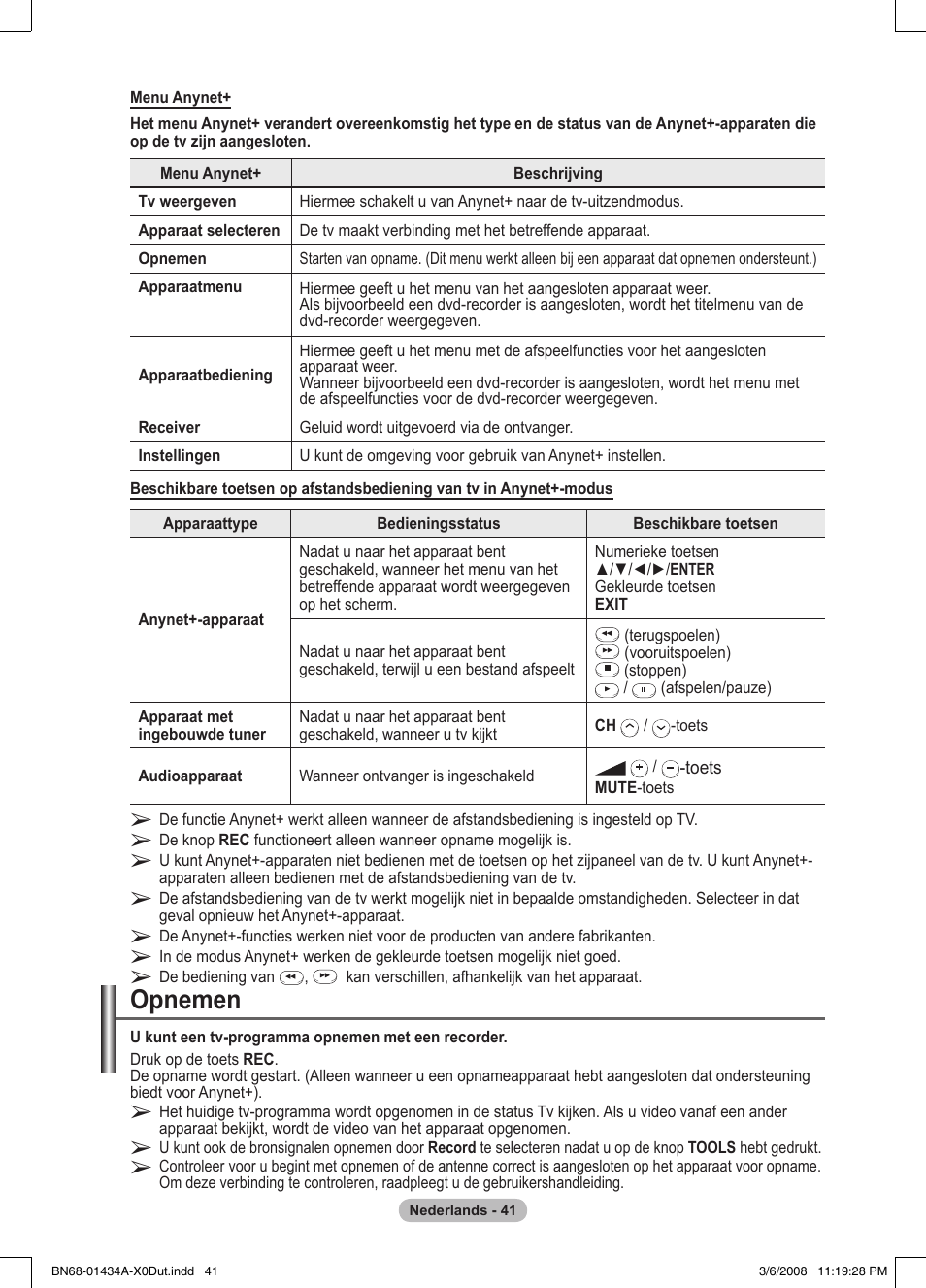 Opnemen | Samsung PS50A551S3R User Manual | Page 192 / 601