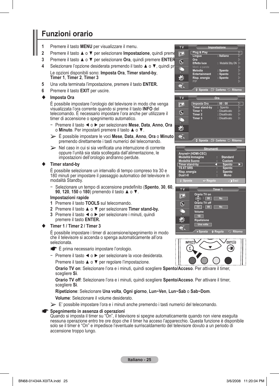 Funzioni orario | Samsung PS50A551S3R User Manual | Page 226 / 601