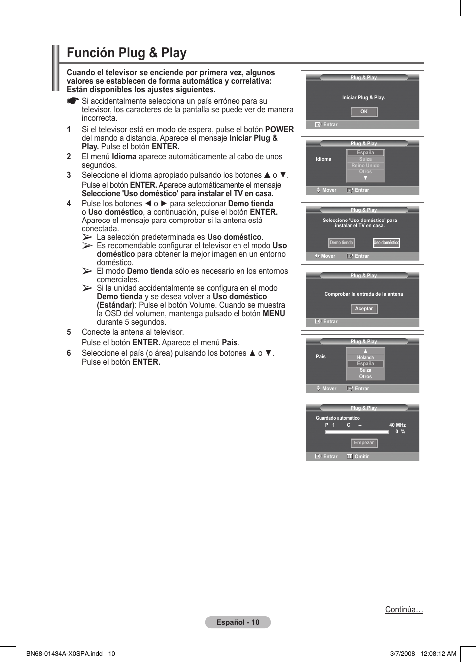 Función plug & play | Samsung PS50A551S3R User Manual | Page 261 / 601