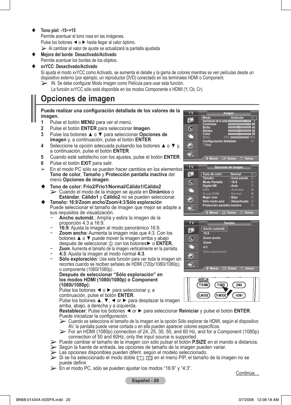 Opciones de imagen | Samsung PS50A551S3R User Manual | Page 271 / 601