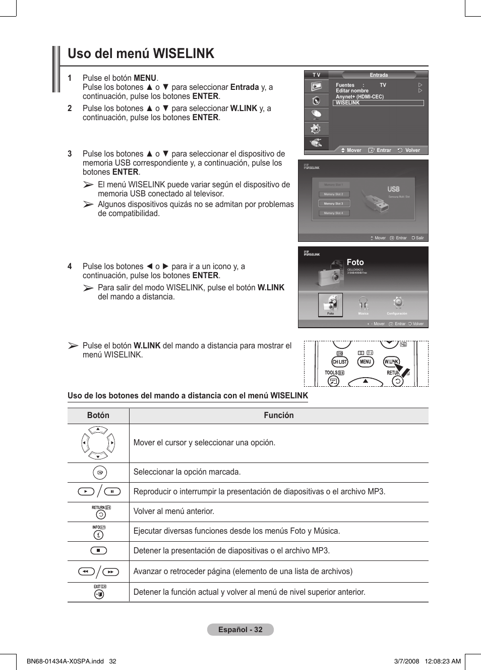 Uso del menú wiselink | Samsung PS50A551S3R User Manual | Page 283 / 601