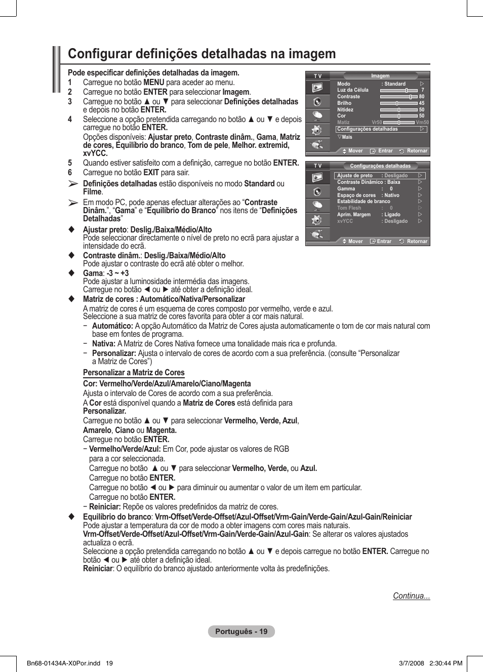 Configurar definições detalhadas na imagem | Samsung PS50A551S3R User Manual | Page 320 / 601