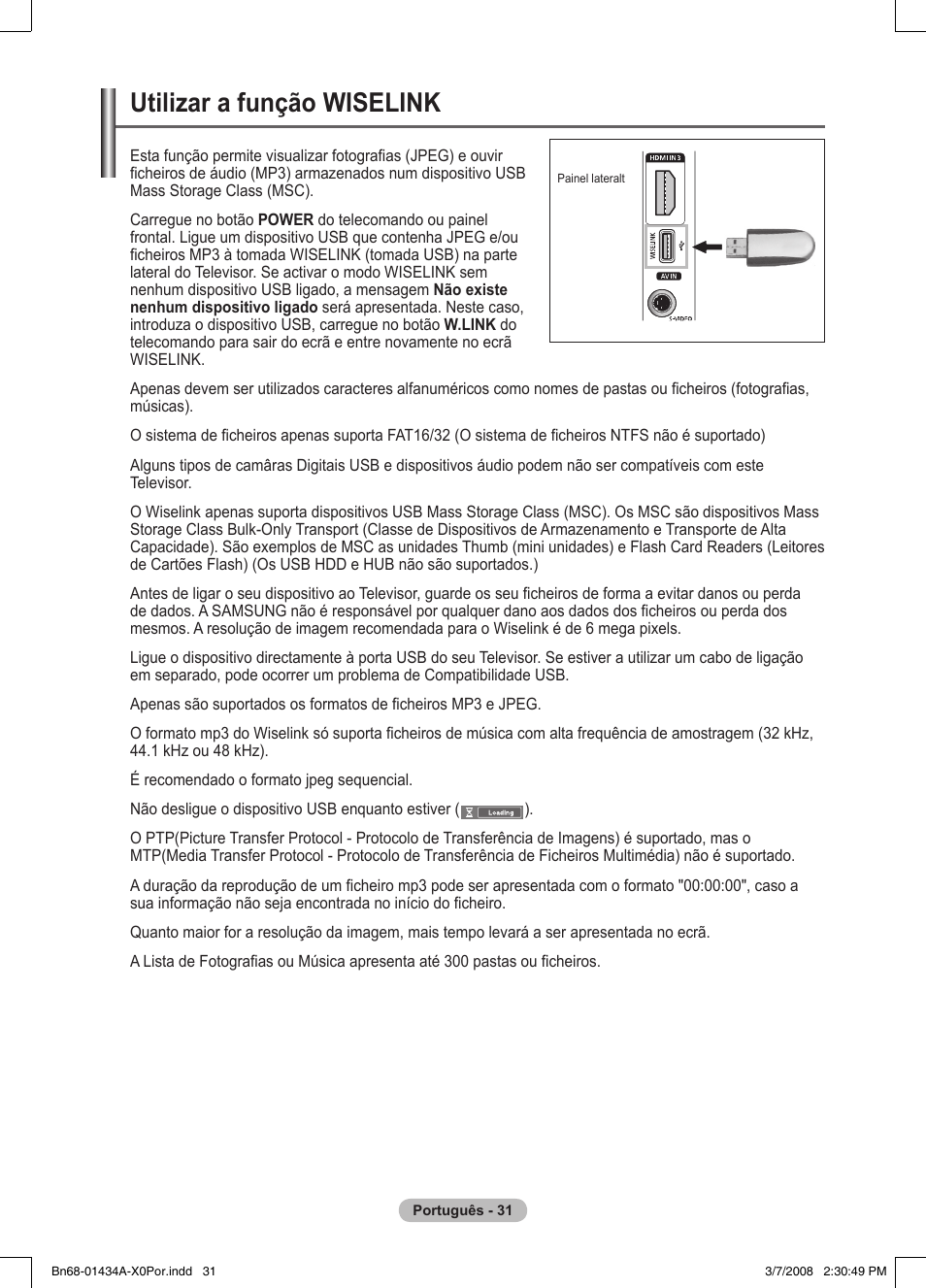 Utilizar a função wiselink | Samsung PS50A551S3R User Manual | Page 332 / 601