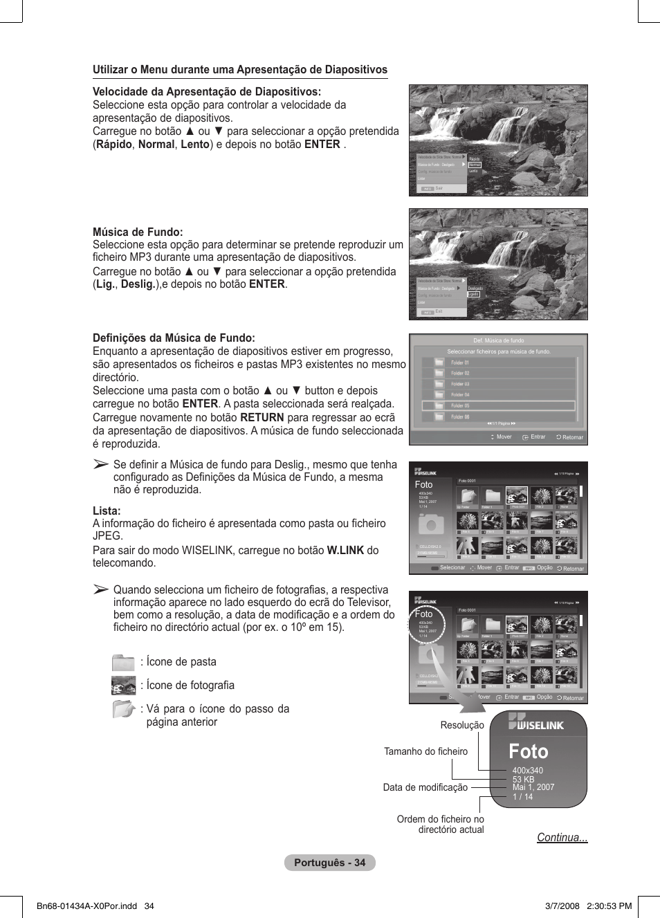 Foto, Português - 34 | Samsung PS50A551S3R User Manual | Page 335 / 601