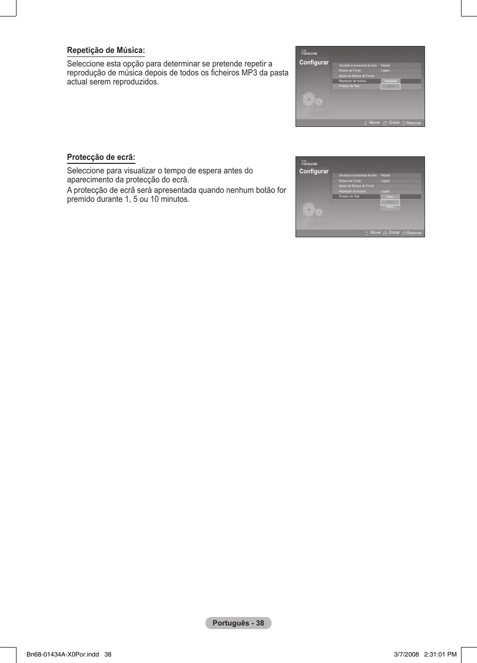 Português - 38 | Samsung PS50A551S3R User Manual | Page 339 / 601