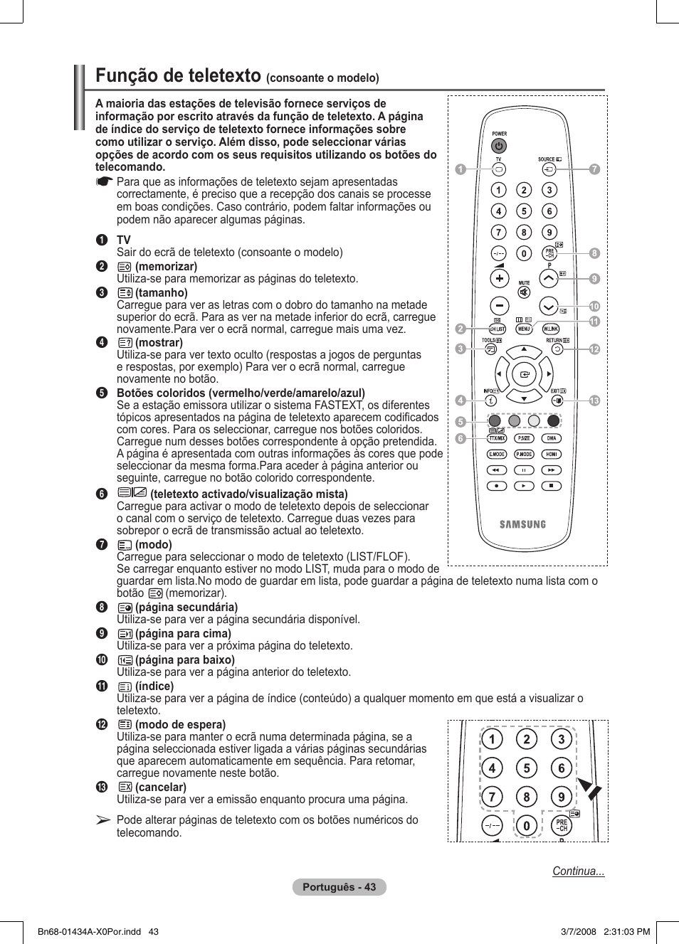 Função de teletexto | Samsung PS50A551S3R User Manual | Page 344 / 601