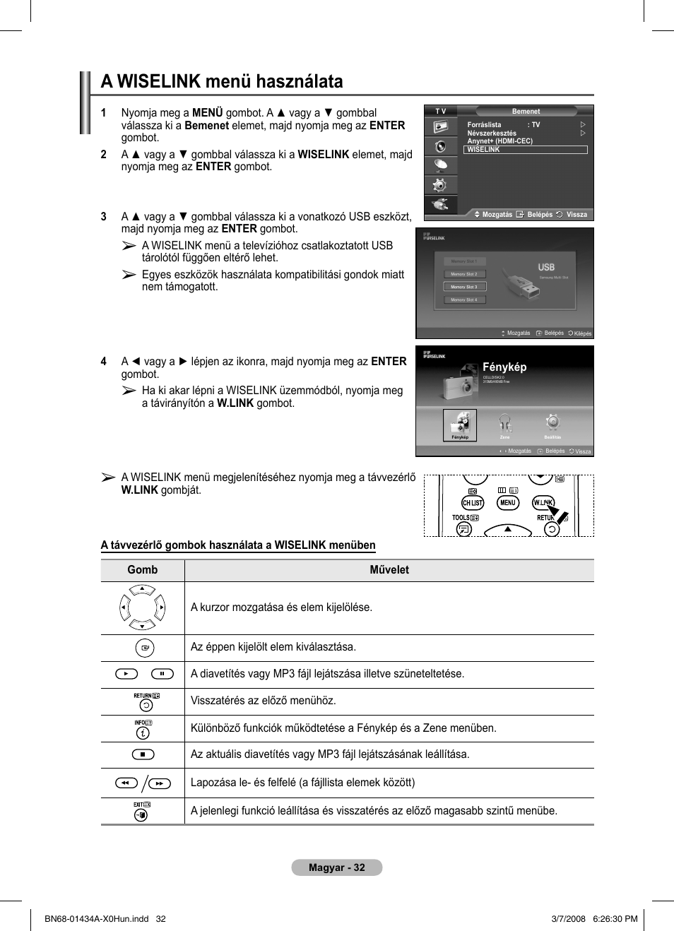 A wiselink menü használata | Samsung PS50A551S3R User Manual | Page 383 / 601