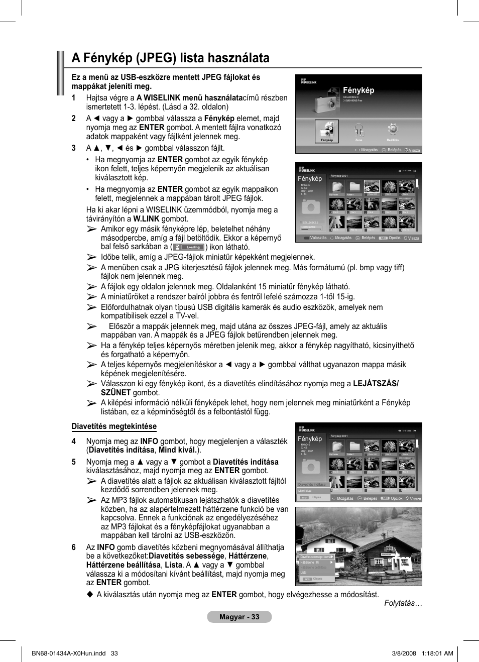 A fénykép (jpeg) lista használata | Samsung PS50A551S3R User Manual | Page 384 / 601