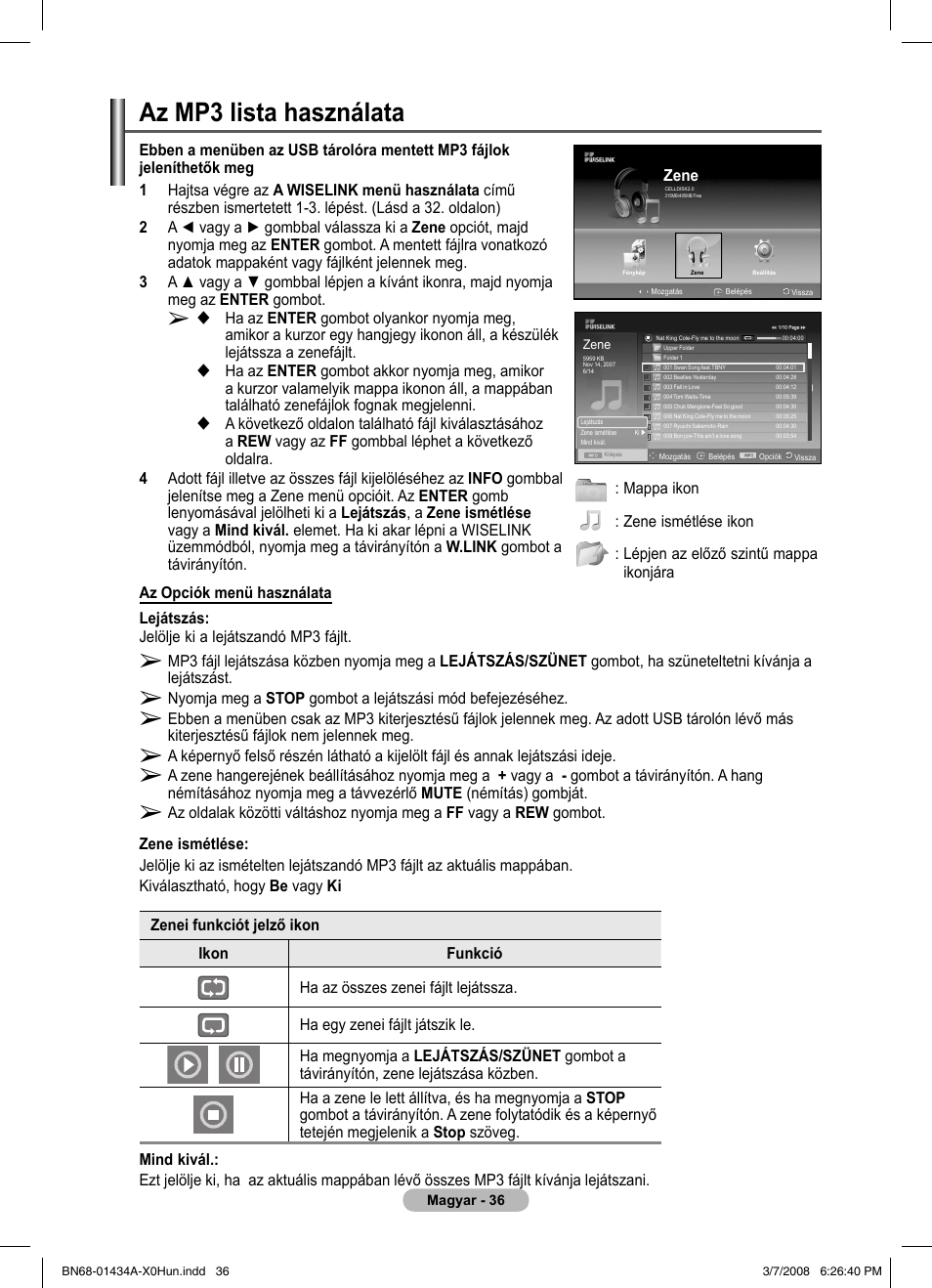 Az mp3 lista használata | Samsung PS50A551S3R User Manual | Page 387 / 601