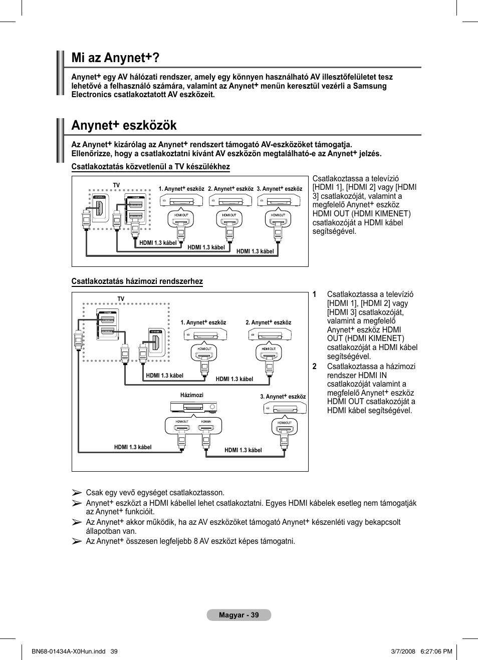 Mi az anynet, Anynet+ eszközök | Samsung PS50A551S3R User Manual | Page 390 / 601