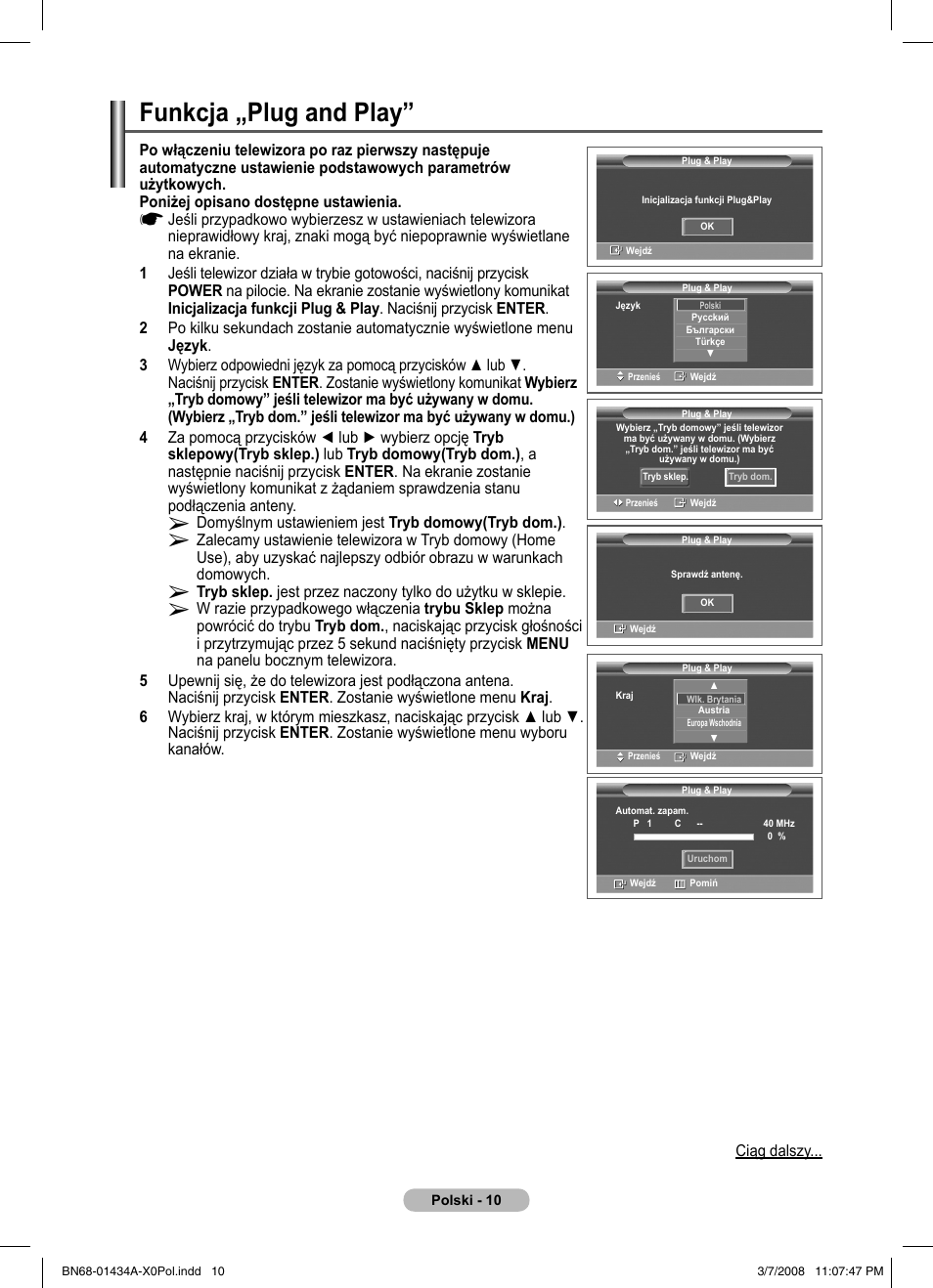 Funkcja „plug and play | Samsung PS50A551S3R User Manual | Page 411 / 601