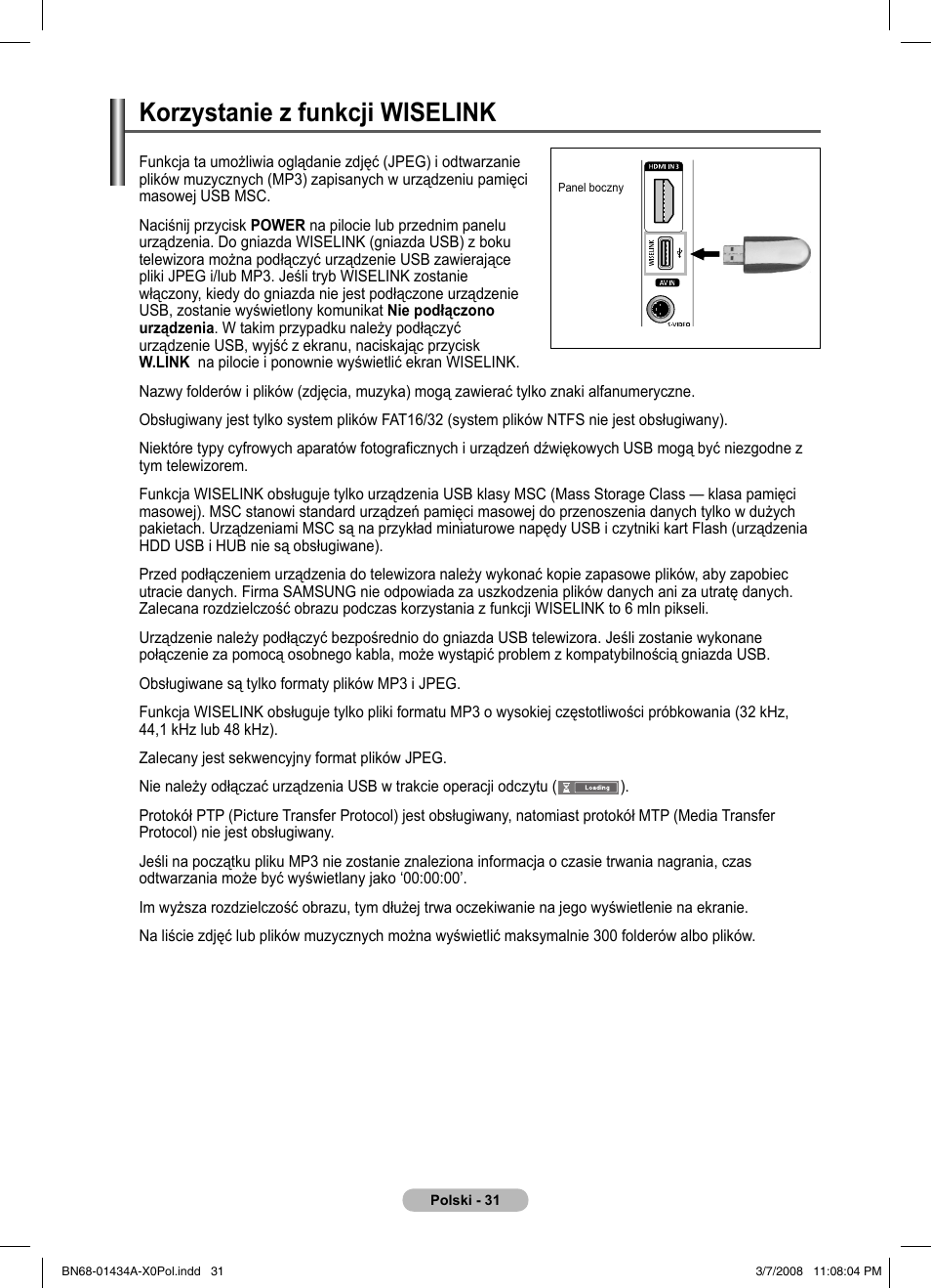 Korzystanie z funkcji wiselink | Samsung PS50A551S3R User Manual | Page 432 / 601