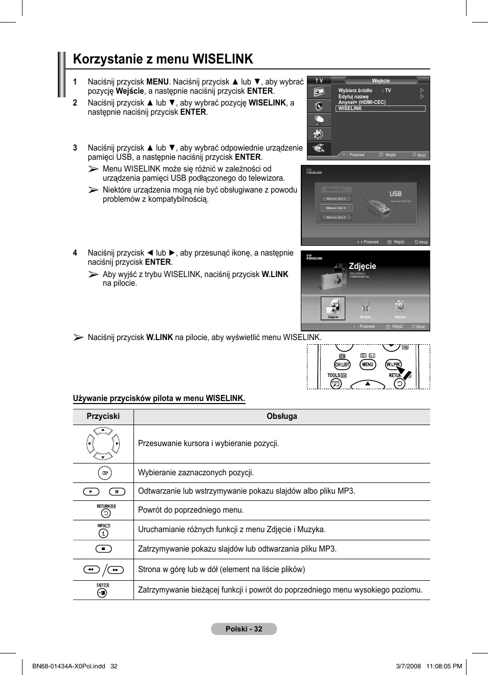 Korzystanie z menu wiselink | Samsung PS50A551S3R User Manual | Page 433 / 601