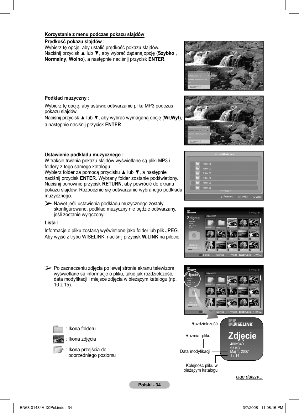 Zdjęcie, Polski - 34 | Samsung PS50A551S3R User Manual | Page 435 / 601