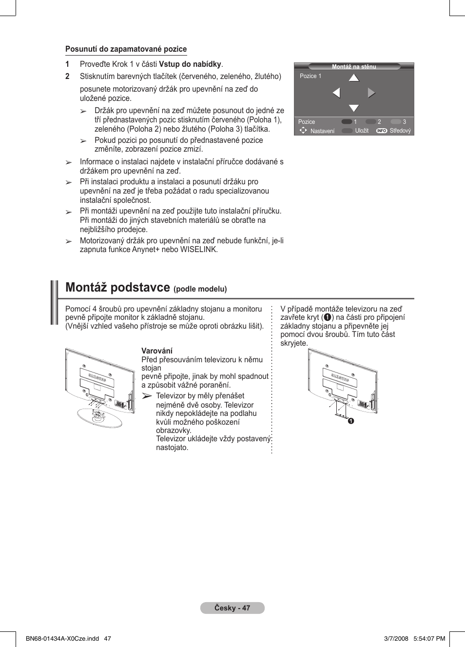 Montáž podstavce | Samsung PS50A551S3R User Manual | Page 498 / 601