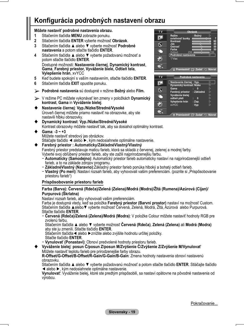 Konfigurácia podrobných nastavení obrazu | Samsung PS50A551S3R User Manual | Page 519 / 601