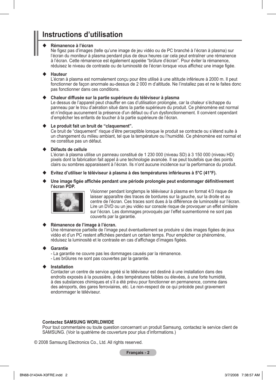 Instructions d’utilisation | Samsung PS50A551S3R User Manual | Page 52 / 601