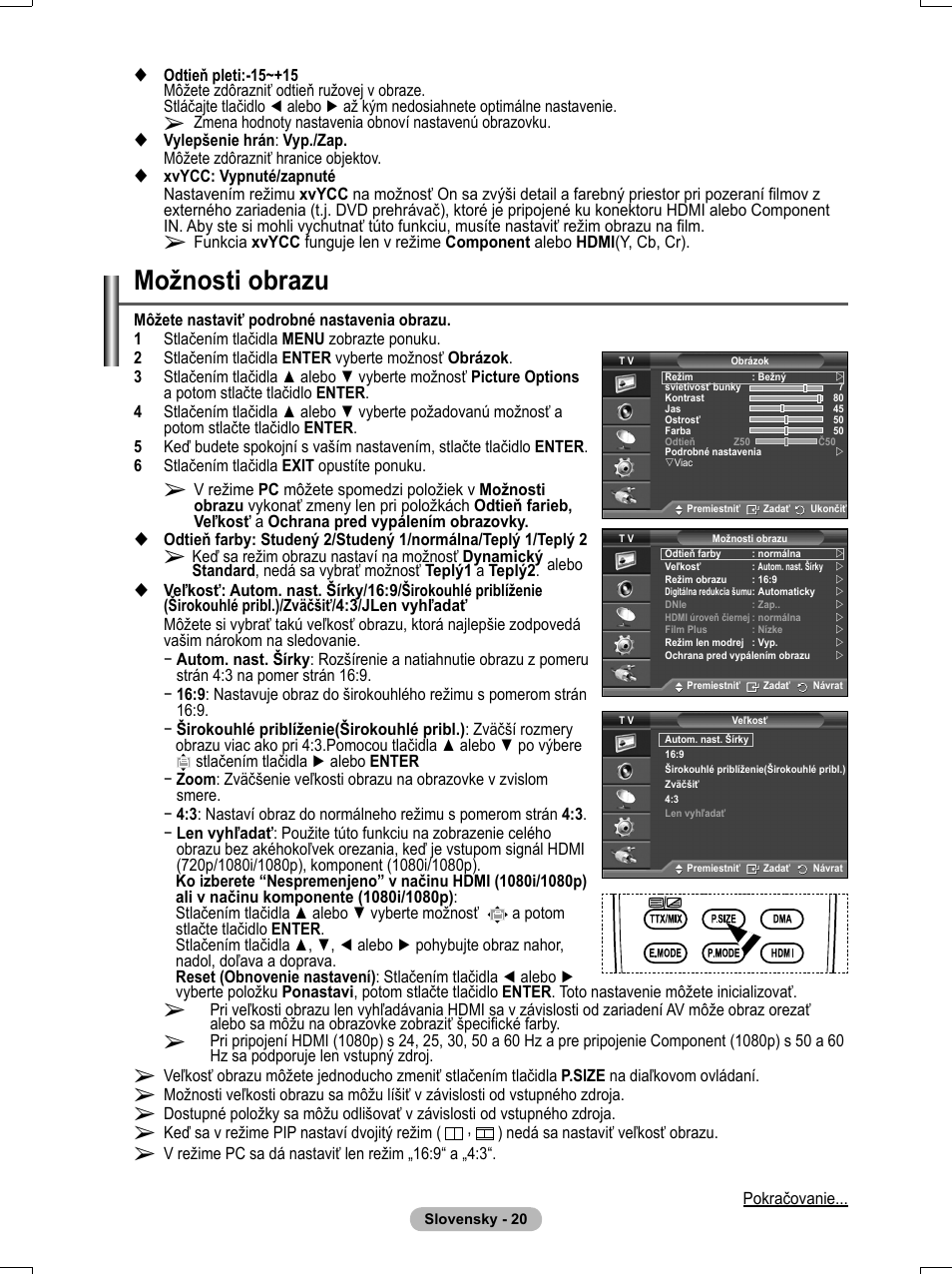 Možnosti obrazu | Samsung PS50A551S3R User Manual | Page 520 / 601