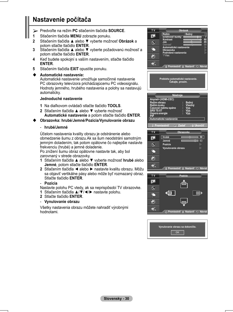 Nastavenie počítača | Samsung PS50A551S3R User Manual | Page 530 / 601