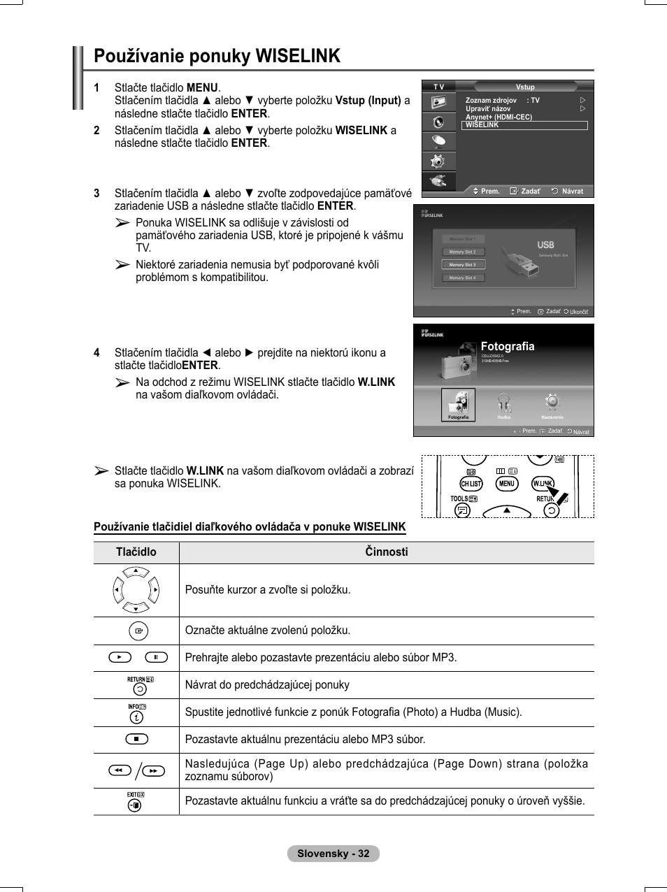 Používanie ponuky wiselink | Samsung PS50A551S3R User Manual | Page 532 / 601