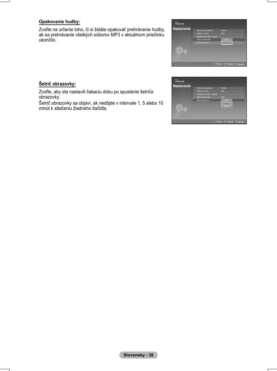 Slovensky - 38 | Samsung PS50A551S3R User Manual | Page 538 / 601