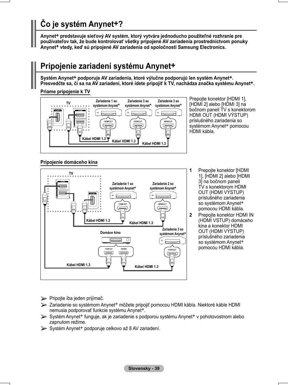 Čo je systém anynet, Pripojenie zariadení systému anynet | Samsung PS50A551S3R User Manual | Page 539 / 601