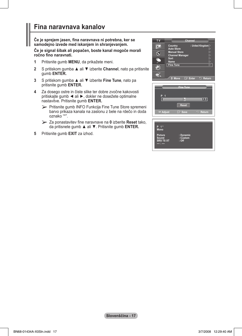 Fina naravnava kanalov | Samsung PS50A551S3R User Manual | Page 567 / 601