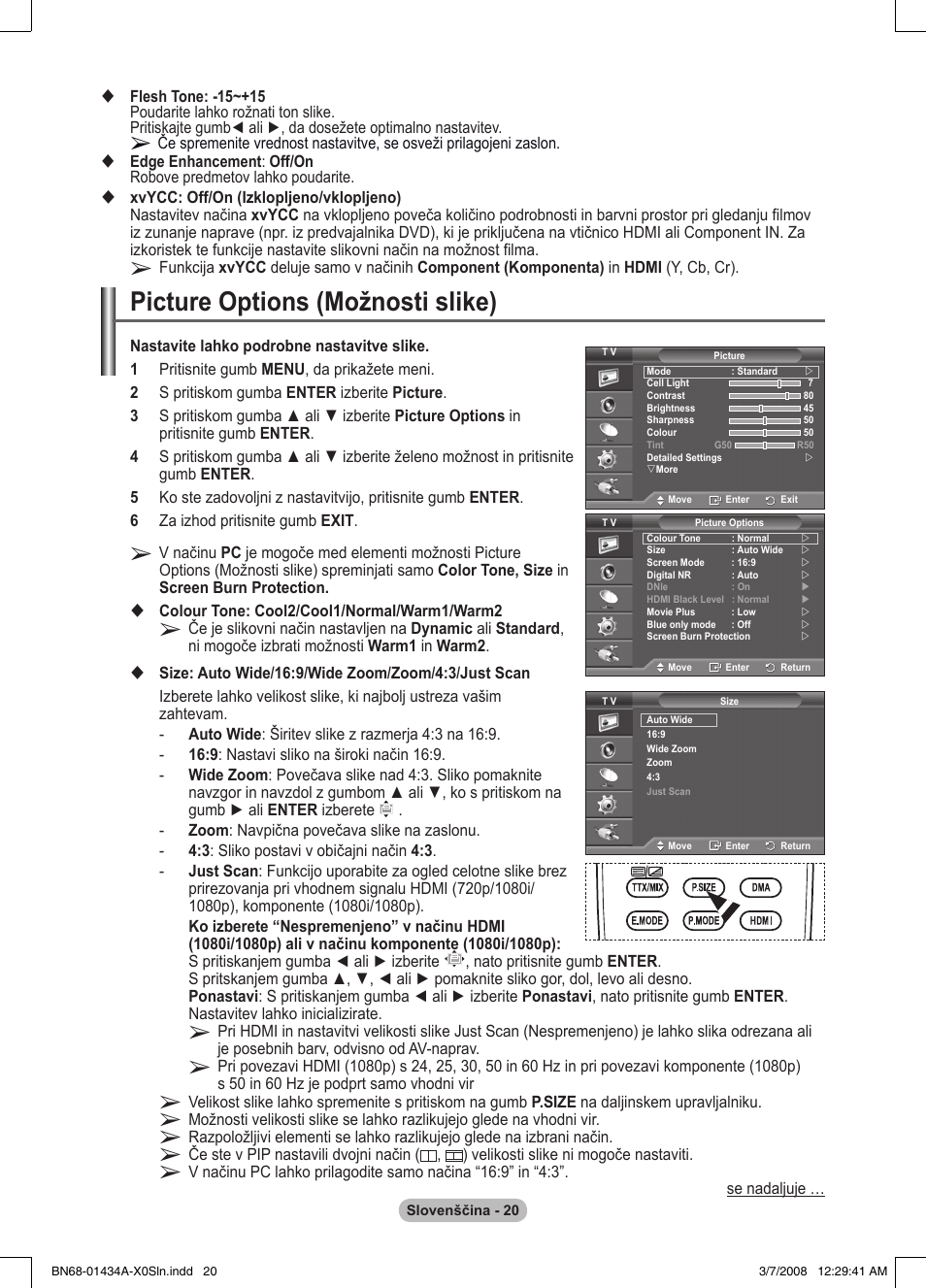 Picture options (možnosti slike) | Samsung PS50A551S3R User Manual | Page 570 / 601